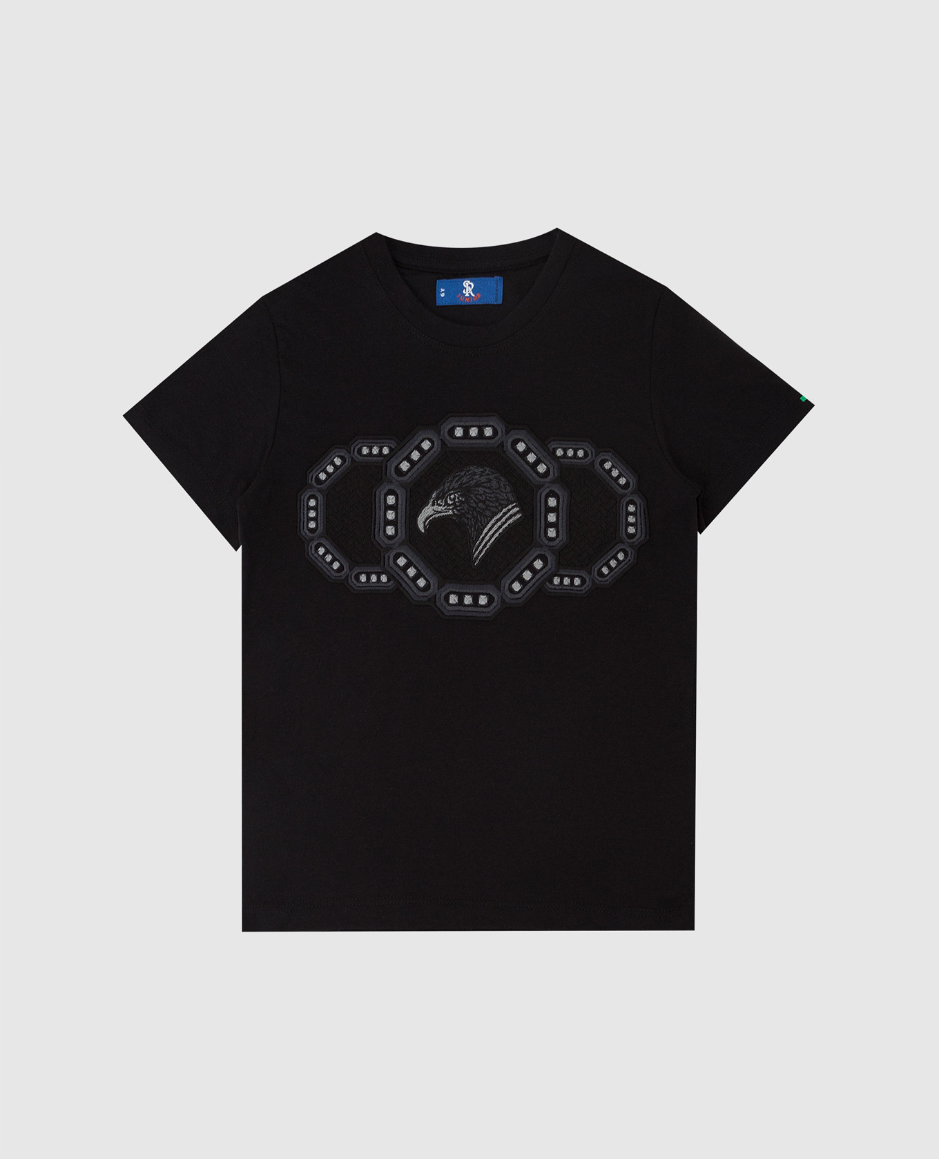 Children's black t-shirt with logo embroidery