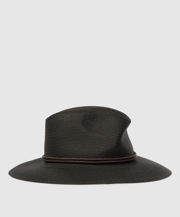 Brunello Cucinelli Чорний капелюх з ремінцями MCAP90122 зображення 3