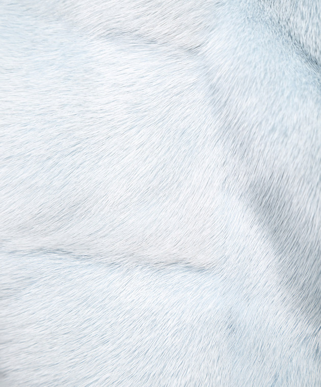 Florence Mode Блакитна шуба з хутра норки з поясом і мітенками 18N145PERLA зображення 3