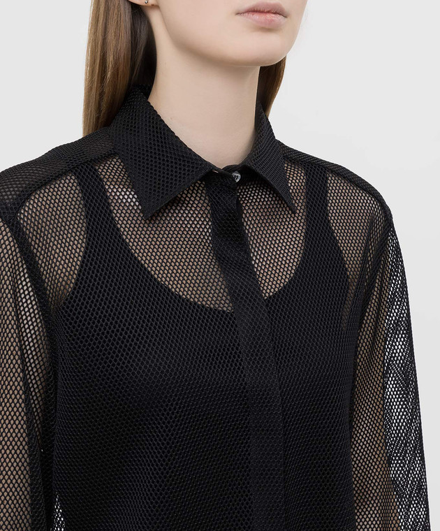 Dolce&Gabbana Чорна сорочка в сітку F5K75TFLMKO зображення 5