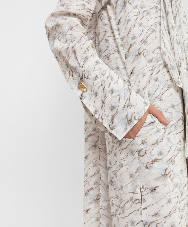 Fendi Шелковое платье-рубашка в узор FF Karligraphy FDB658AHLJ изображение 5