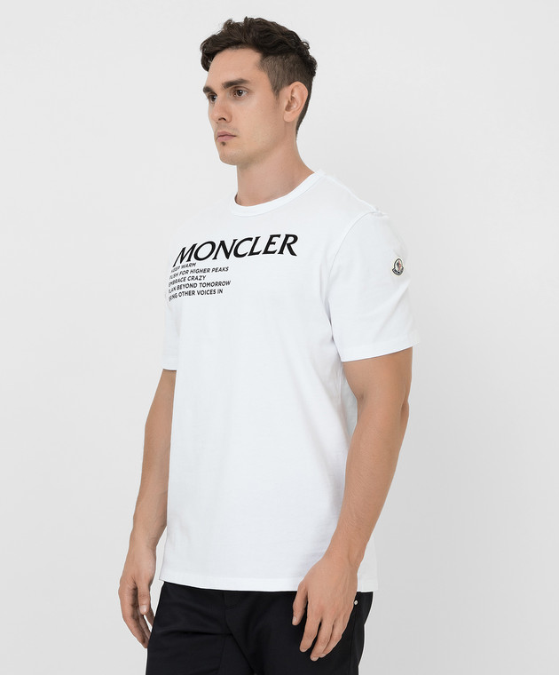 Moncler Белая футболка с принтом 8C000428390T изображение 3