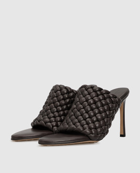 Bottega Veneta Темно-коричневые кожаные мюли 621340VBTG0