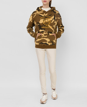 Saint Laurent Худи цвета хаки в камуфляжный принт 646108YBZL2