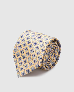 Stefano Ricci Дитячий жовтий шовковий набір з краватки та хустки-паші у візерунок YDH27031