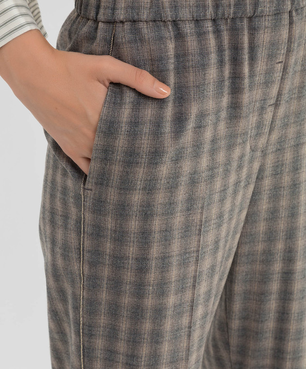 Peserico Сірі штани з  вовни в клітку P0457206510 зображення 5