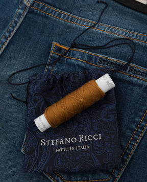 Stefano Ricci Дитячі сині джинси з патчем логотипа T2960PITY1595