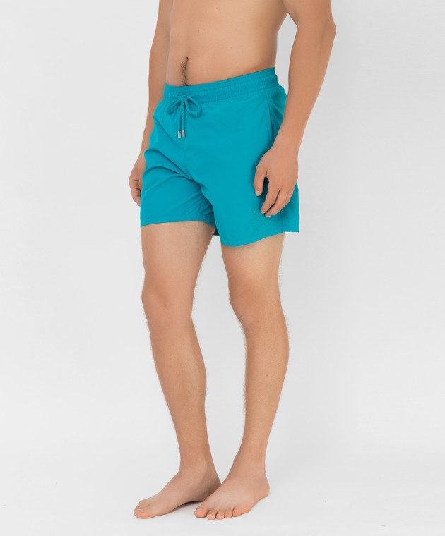 Vilebrequin Бірюзові плавальні шорти Mooreа з вишивкою MOOH0D06 зображення 3