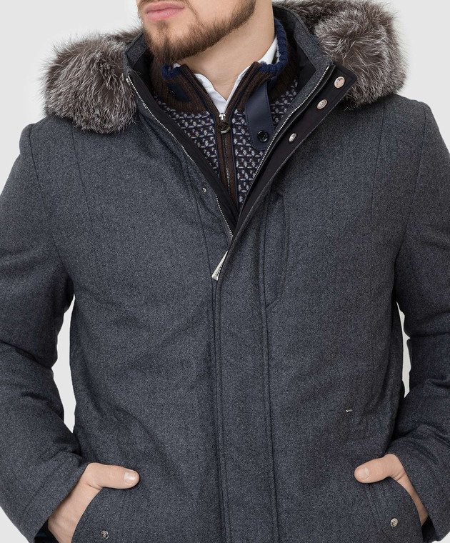 Stefano Ricci Пуховая парка из шерсти и кашемира с мехом MDJ1400070WC001I изображение 5