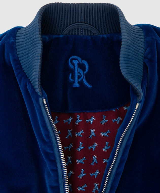 Stefano Ricci Детская синяя велюровая куртка с эмблемой YDJ7400020CT800 изображение 3