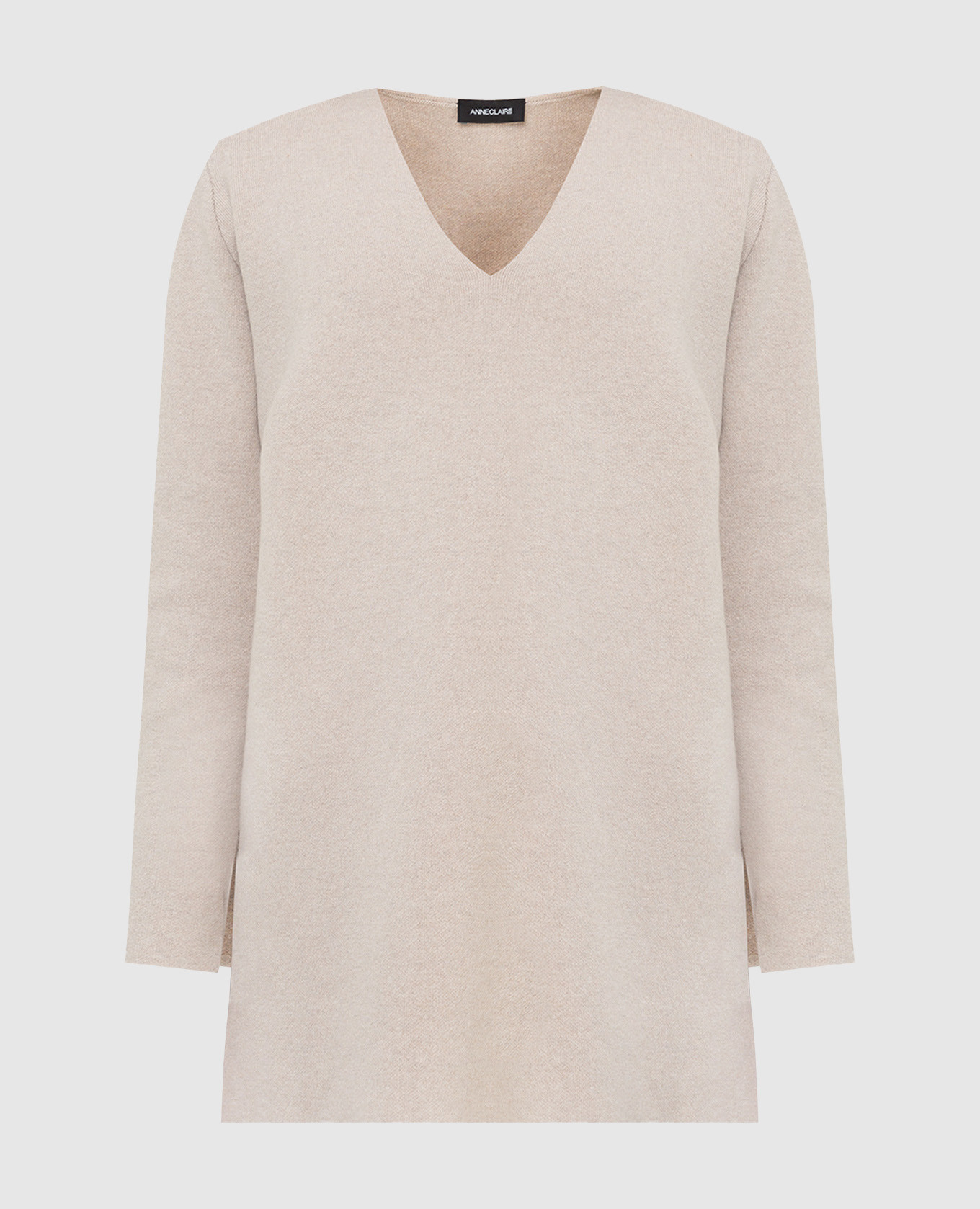 

Пуловер из шерсти и кашемира с разрезами, Светло-бежевый, Свитера