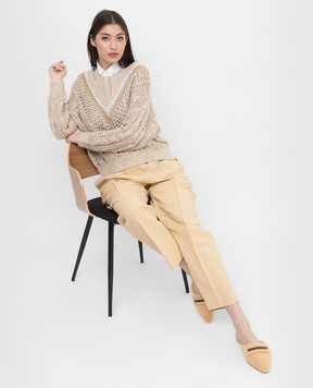 Brunello Cucinelli Желтые брюки с высокой посадкой MH126P7916