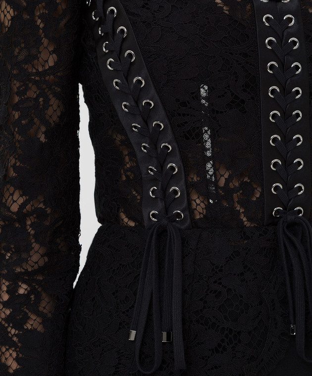 Dolce&Gabbana Чорний топ з мережива F71V5TFLM9V зображення 5