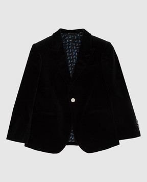 Stefano Ricci Детский черный велюровый пиджак Y1RF372RICCT800