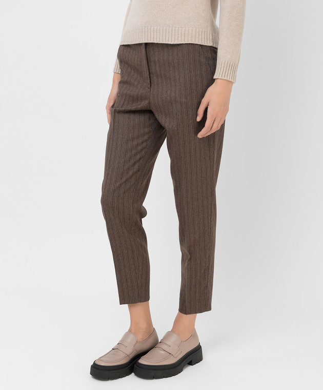 Peserico Brown Striped Wool and Cashmere Chinos P0476308315 image 3