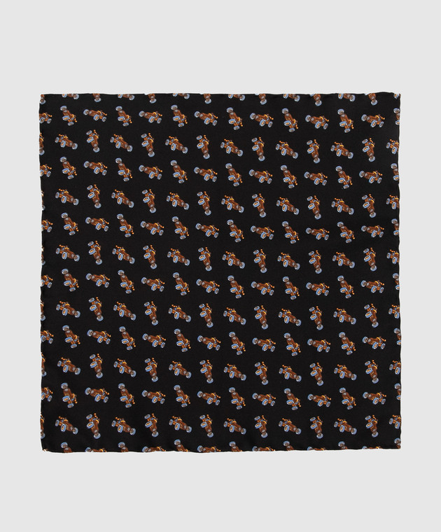 Stefano Ricci Дитячий чорний шовковий набір з краватки і хустки-паші у візерунок YDHNG700 зображення 3