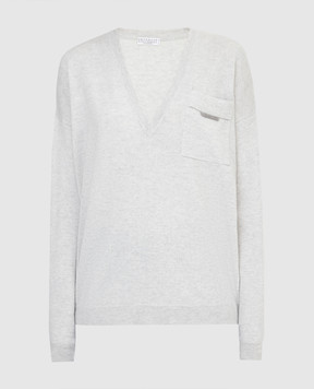 Brunello Cucinelli Світло-сірий пуловер із кашеміру M12170002