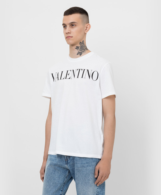 Valentino Белая футболка с принтом логотипа XV3MG10V84F изображение 3