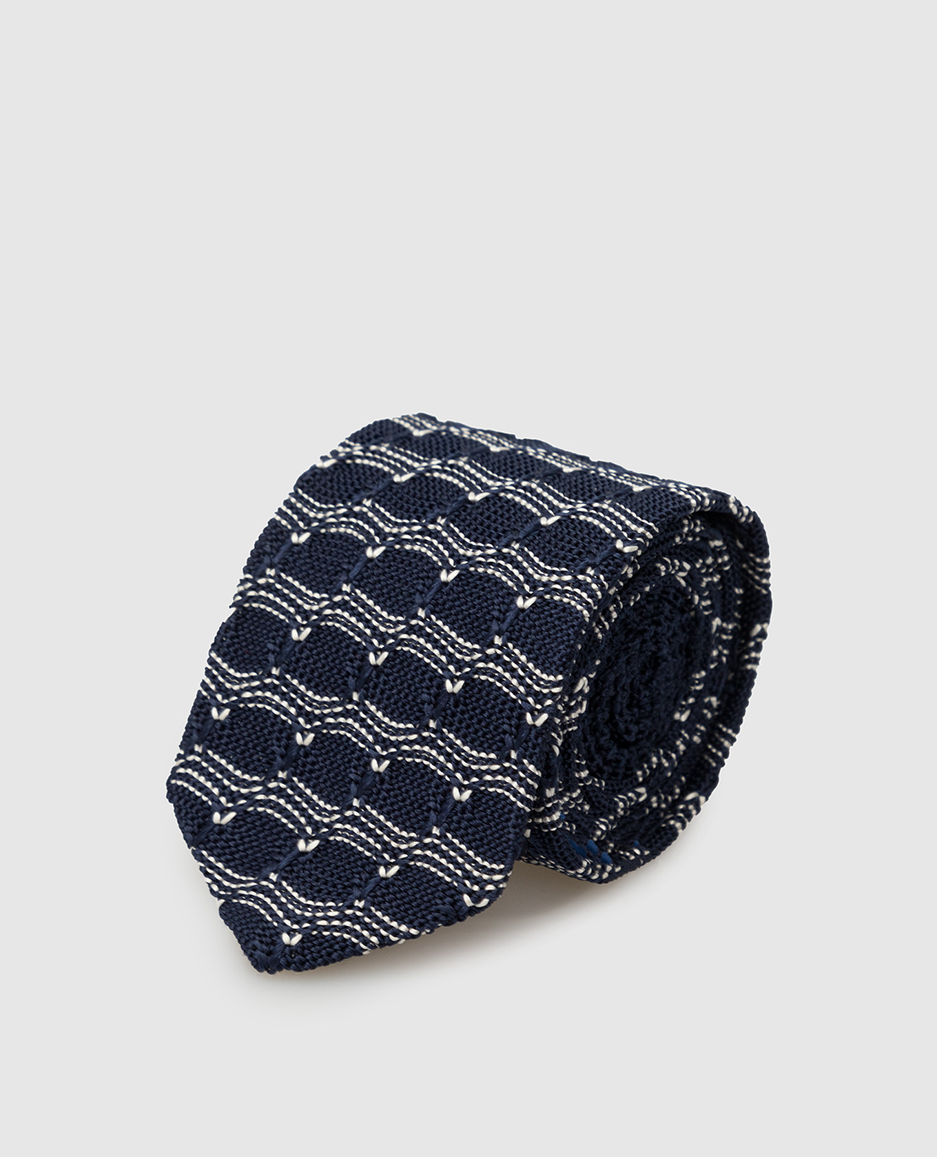 Children's dark blue patterned silk tie