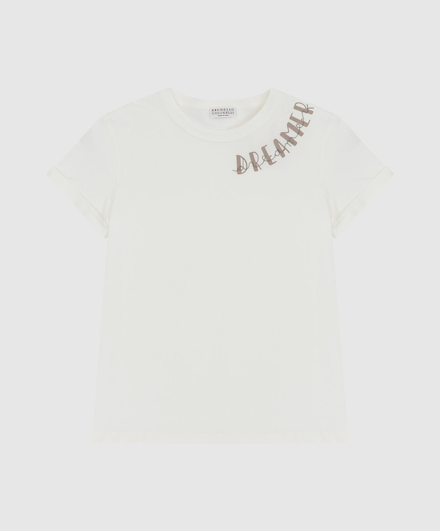 Brunello Cucinelli Детская белая футболка с принтом B0A45T063C