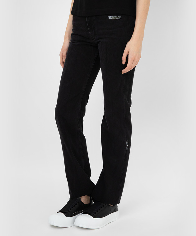 Off-White Черные джинсы c прорехами OWYA020F21DEN002 изображение 3