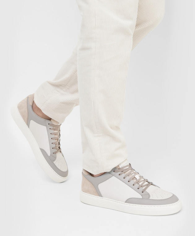 Brunello Cucinelli Белые кожаные сникеры MZUBBSJ226 изображение 2