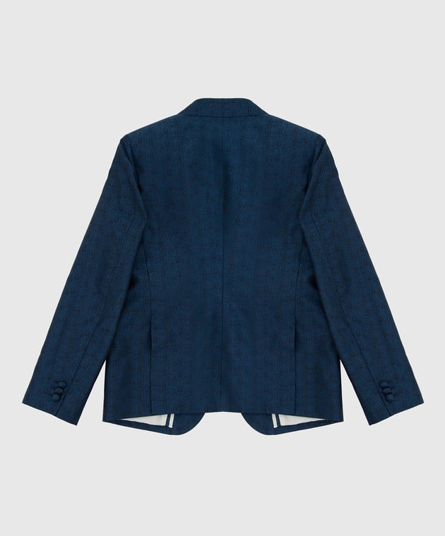 Stefano Ricci Детский темно-бирюзовый пиджак из шелка Y2RF372000HC3426 изображение 2