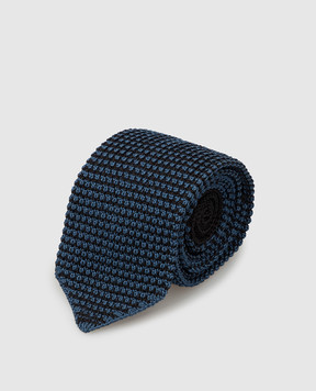 Stefano Ricci Детский синий шелковый галстук в узор YCRMTSR916