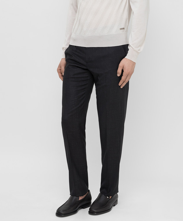 Stefano Ricci Черные брюки из шерсти, шелка и льна M1T0300040WKL01G изображение 3