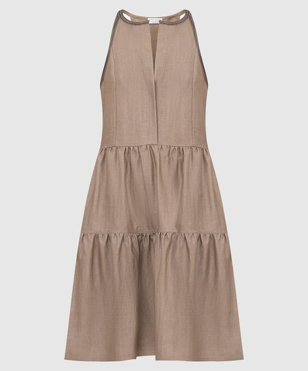Brunello Cucinelli Темно-бежева сукня з ланцюжками MH135A4884