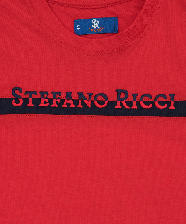Stefano Ricci Детская красная футболка с вышивкой логотипа YNH0200270803 изображение 3
