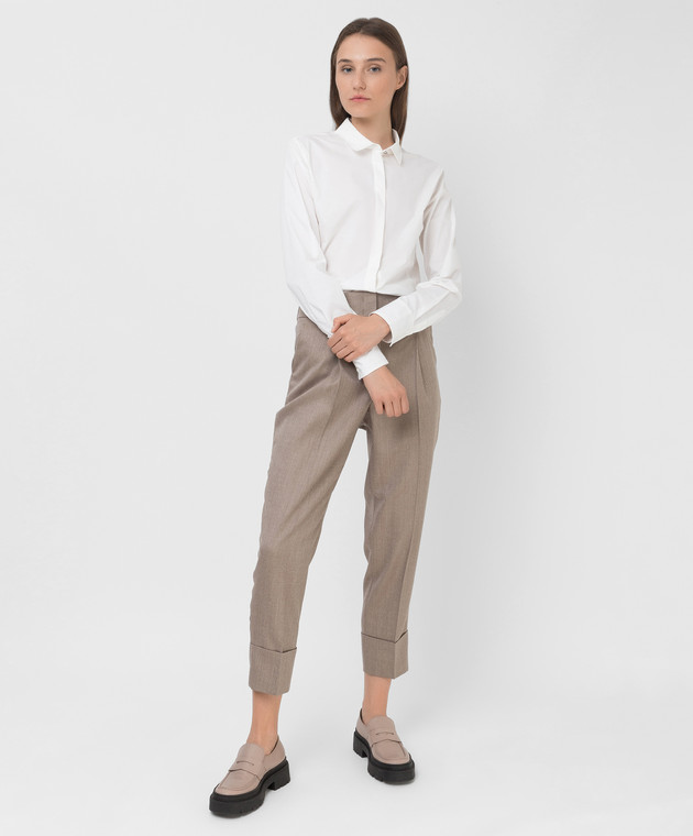 Peserico Beige patterned wool trousers P04729Z05828 image 2