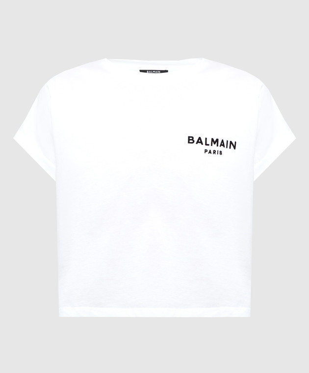 Balmain Белая футболка с логотипом XF1EE005BB01