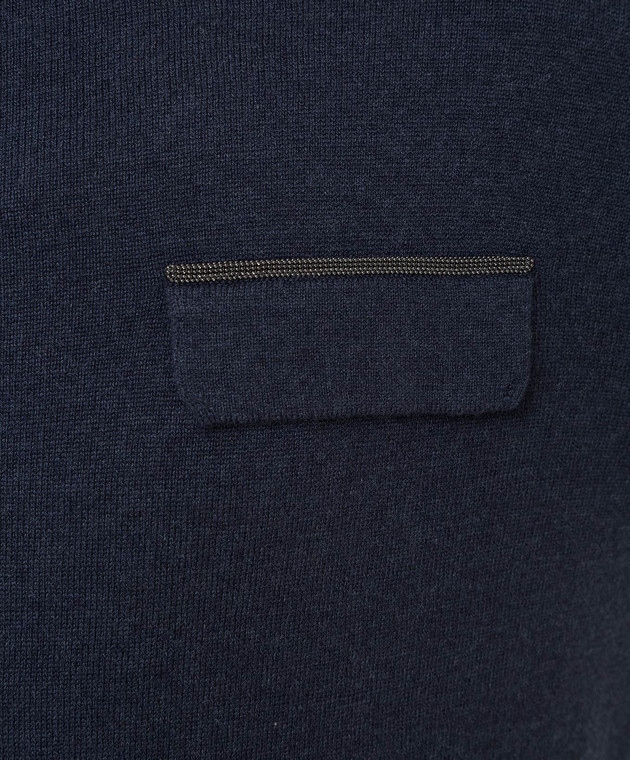 Brunello Cucinelli Темно-синий джемпер из кашемира с нашитыми цепочками M12170400P изображение 5