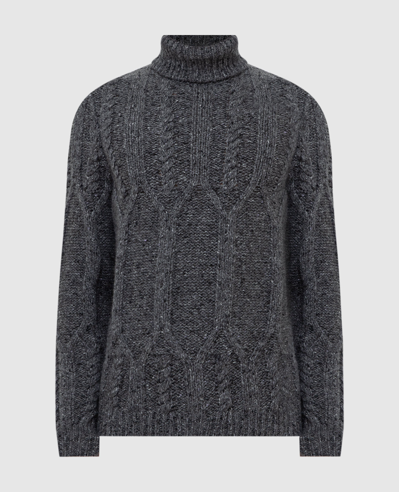 

Свитер из кашемира в фактурный узор, Серый, Свитера