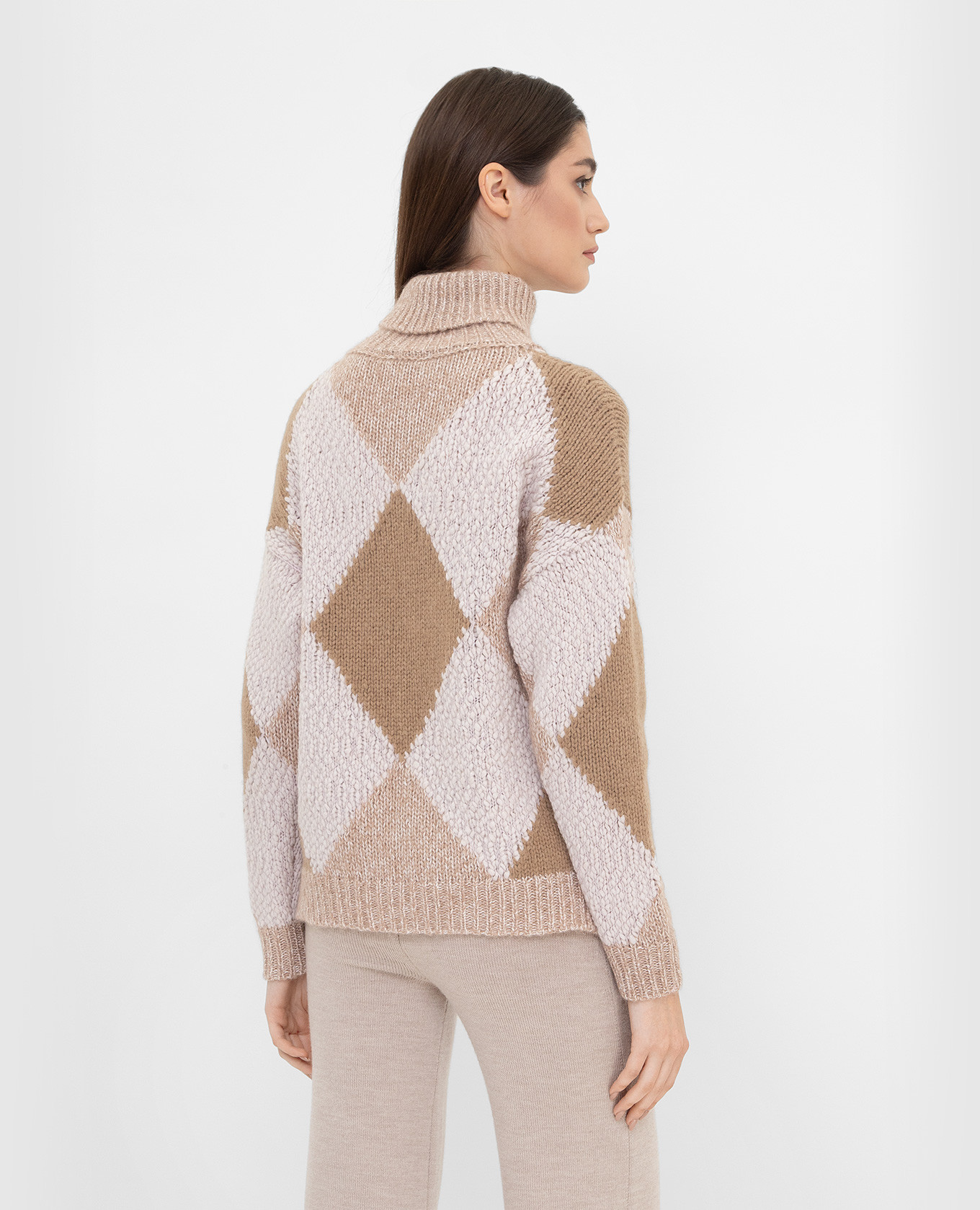 Peserico Бежевый свитер из шерсти в узор S99187F039018E изображение 4