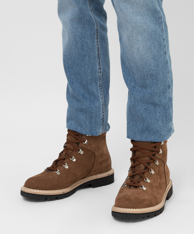 Enrico Mandelli Светло-коричневые замшевые ботинки на меху Z0CORT5217 изображение 2
