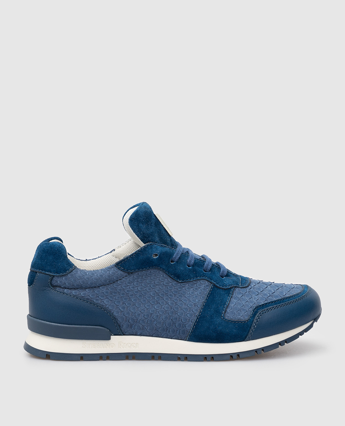 Children's blue python and suede sneakers