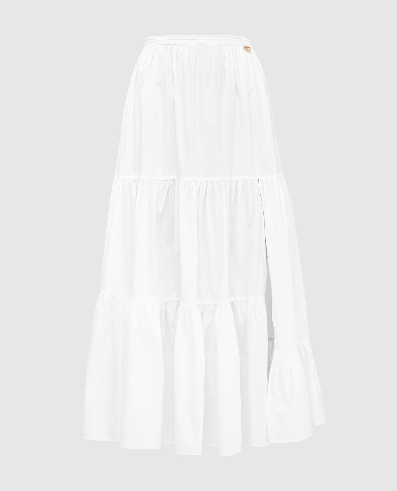 Белая многоярусная юбка миди