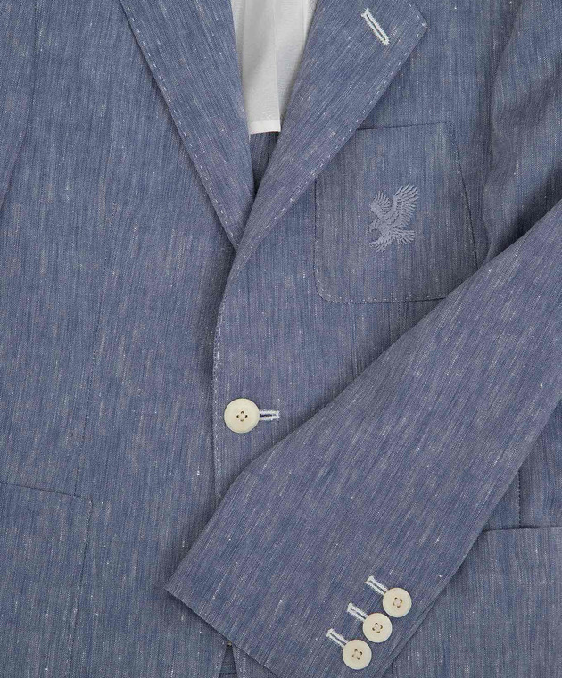 Stefano Ricci Детский светло-синий костюм из шерсти и льна в узор Y1SSGD290CWL002D изображение 3