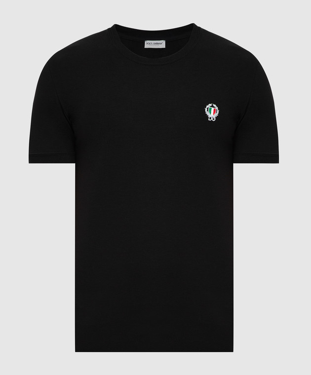 Dolce&Gabbana Черная футболка с вышивкой эмблемы M8C03JFUECG