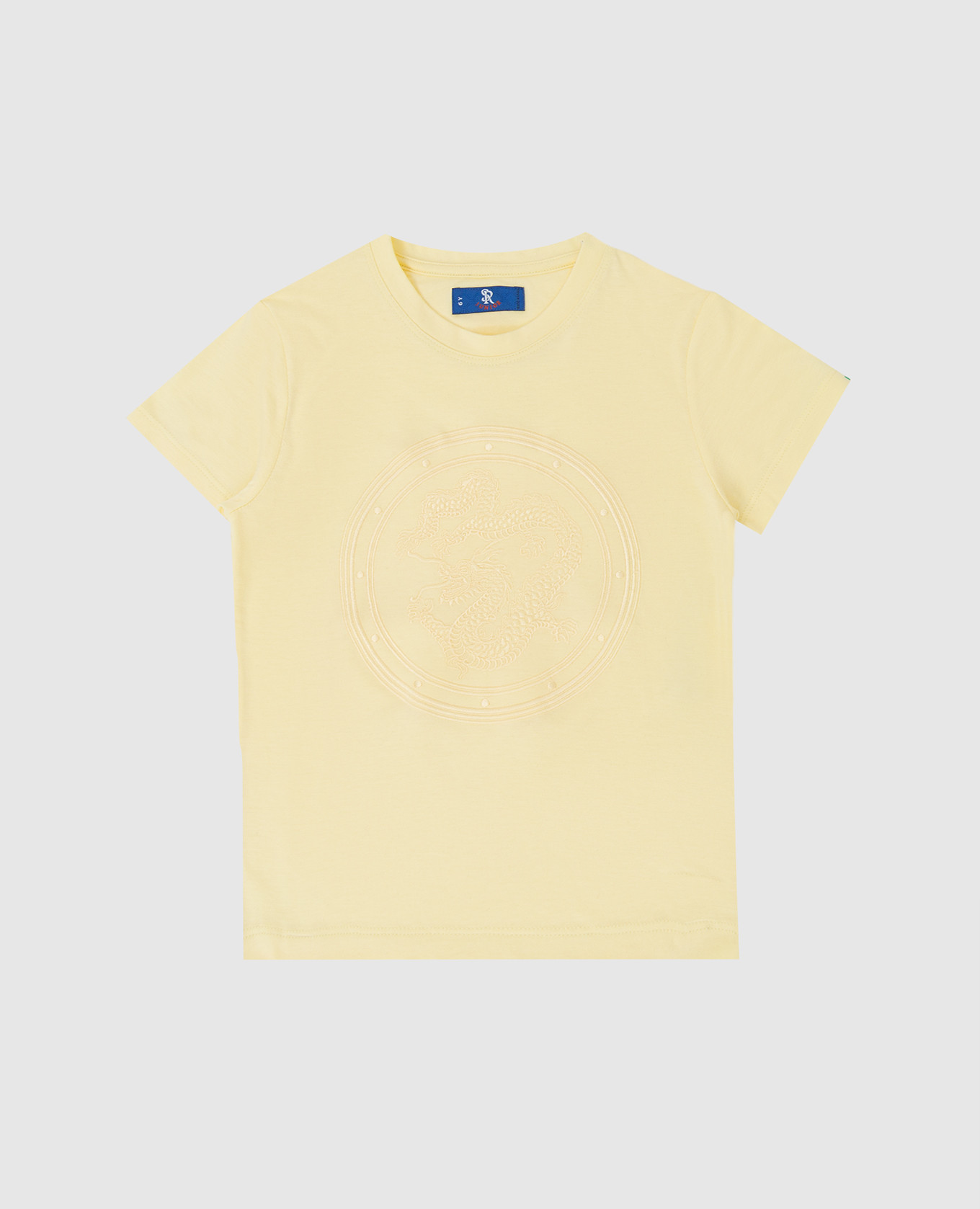 Stefano Ricci Детская желтая футболка с вышивкой YNH9200050803