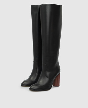 Loro Piana Черные кожаные сапоги Column FAL7745
