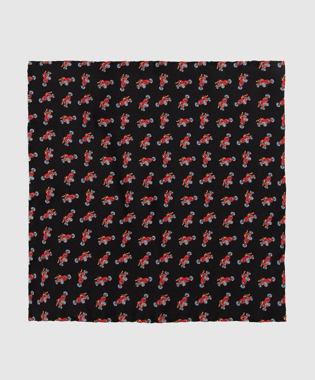 Stefano Ricci Дитячий чорний шовковий набір з краватки і хустки-паші у візерунок YDHNG700 зображення 3
