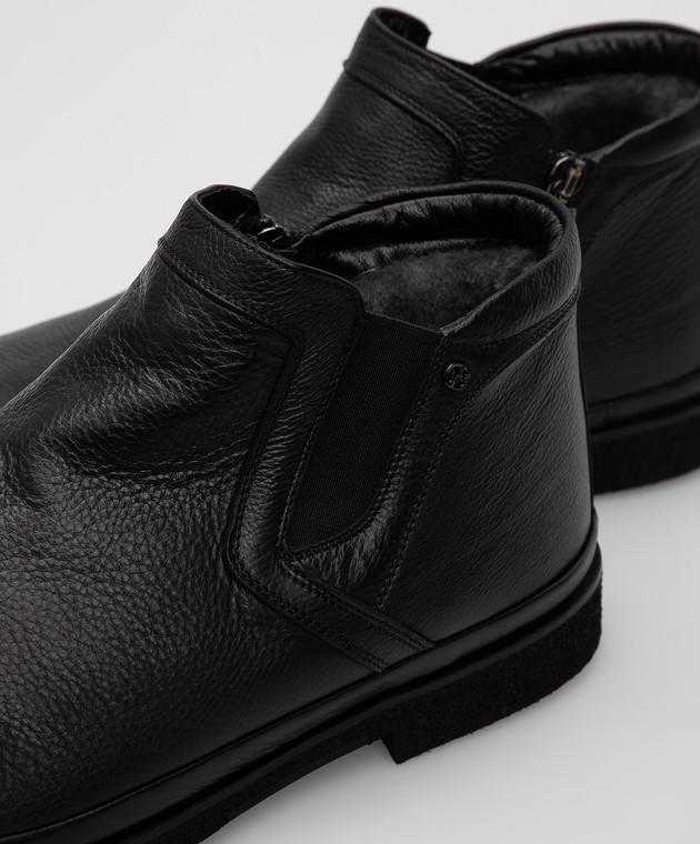 Gianfranco Butteri Чорні шкіряні черевики на хутрі 43835A зображення 5