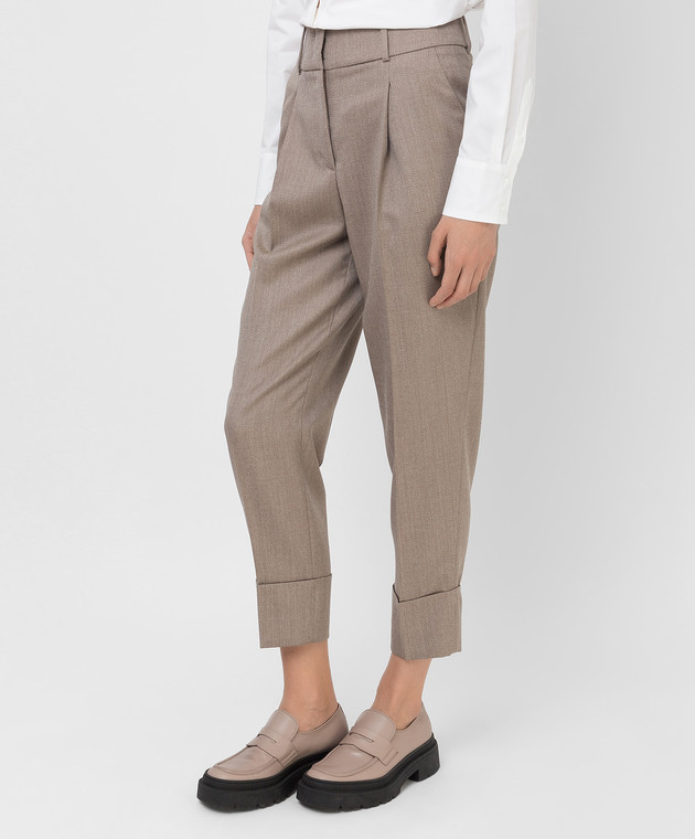 Peserico Beige patterned wool trousers P04729Z05828 image 3