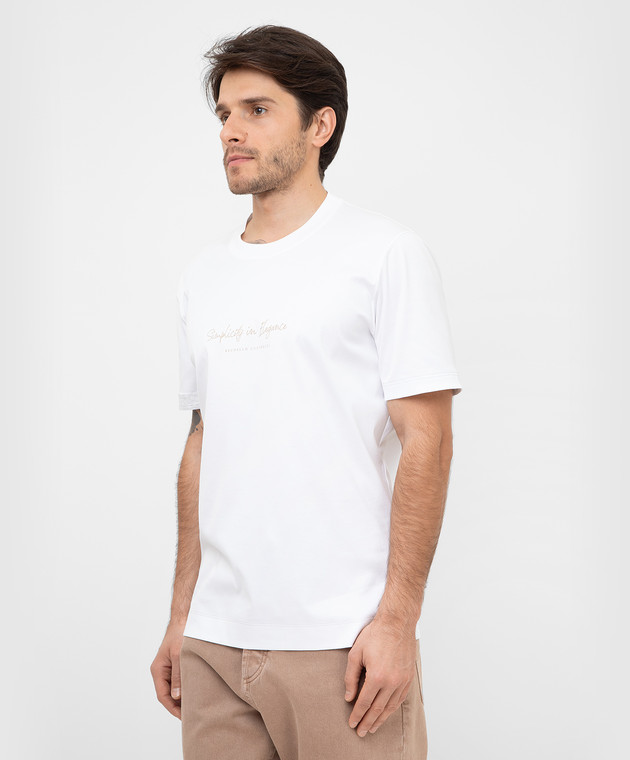 Brunello Cucinelli Белая футболка с принтом M0T618410 изображение 3