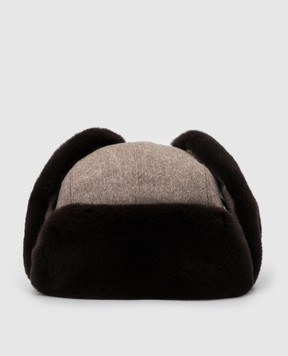 Enrico Mandelli Темно-бежевая шапка-ушанка из кашемира с мехом норки CAP5734816
