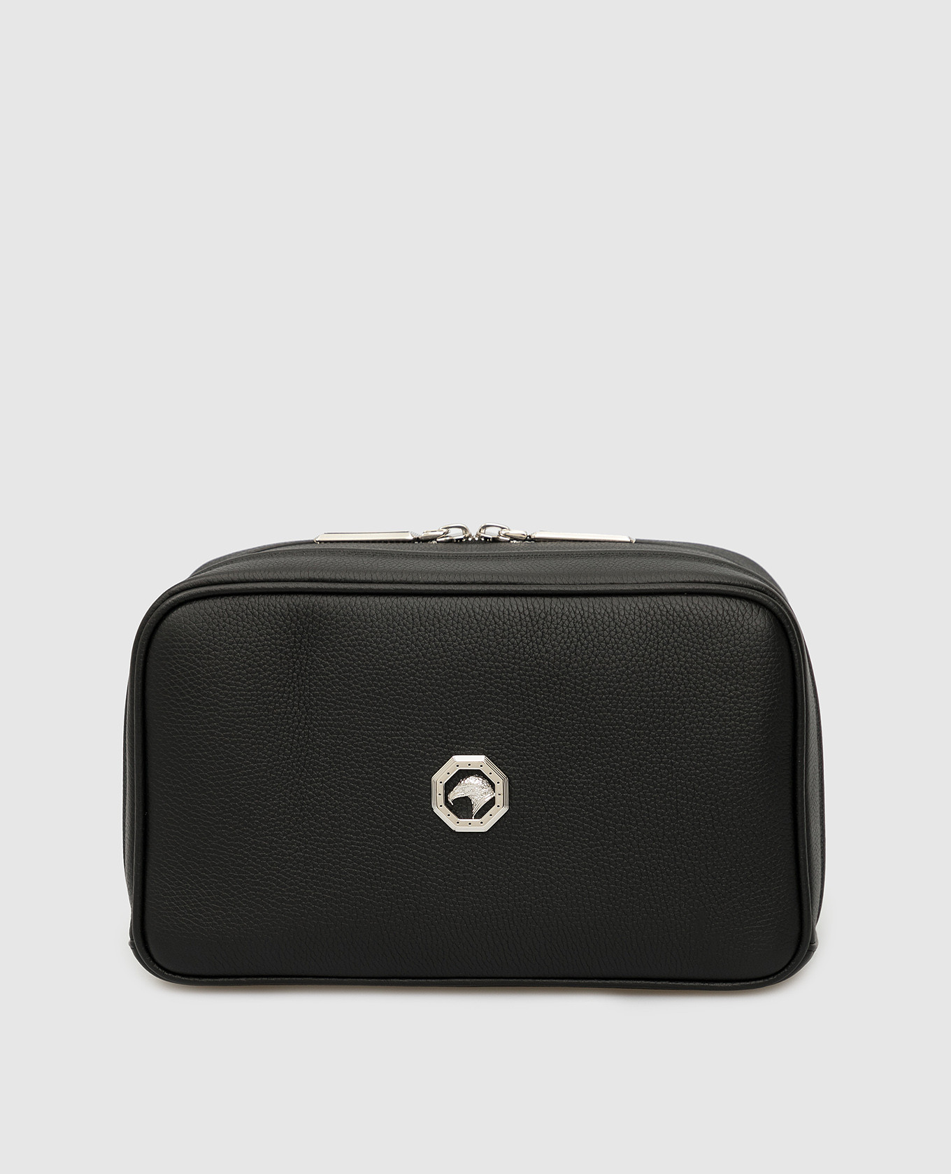 

Кожаный несессер с эмблемой логотипа, Черный, Несессеры