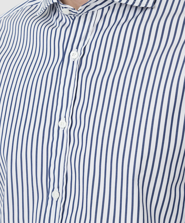 Brunello Cucinelli Белая рубашка в полоску MW6521718 изображение 5